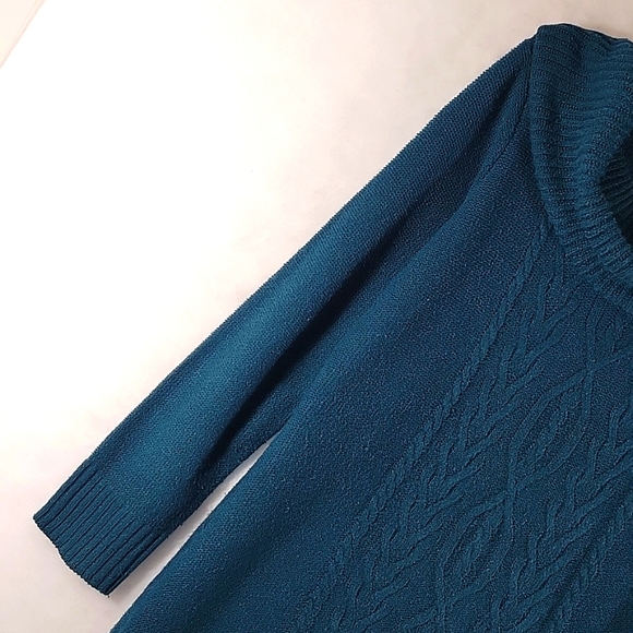 CANYON RIVER BLUES Dark Teal Blue Cowl Neck Long Sleeve Sweater Size L - Picture 3 of 8